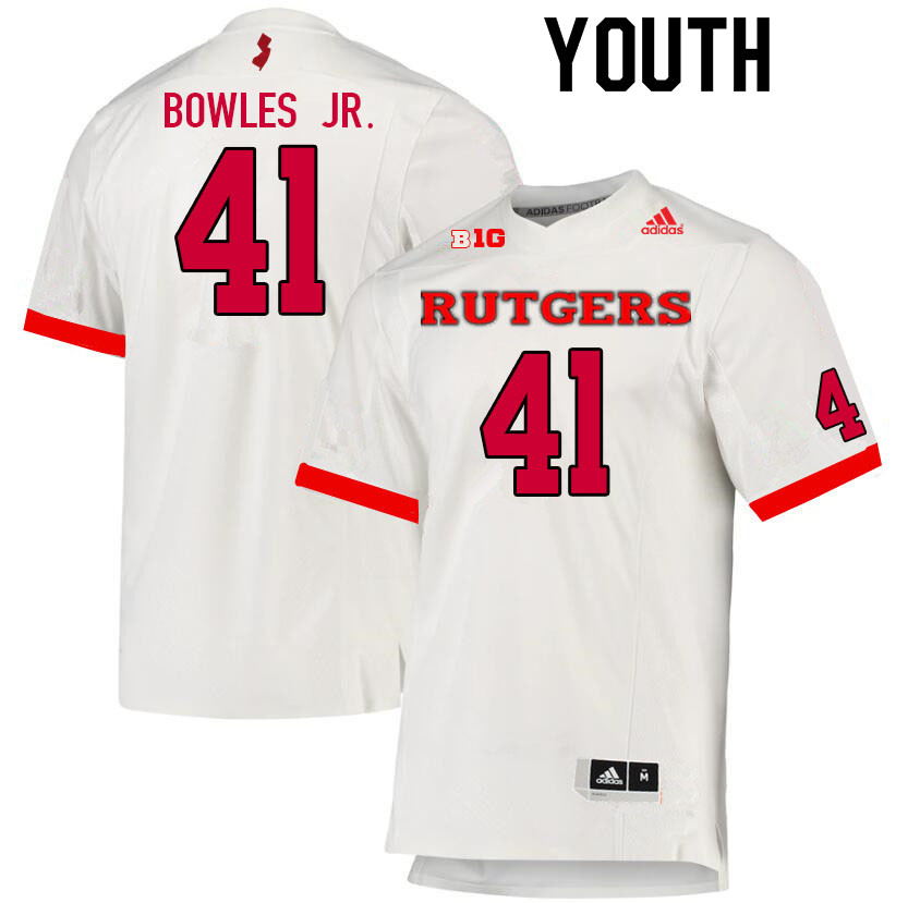 Youth #41 Todd Bowles Jr. Rutgers Scarlet Knights College Football Jerseys Sale-White - Click Image to Close